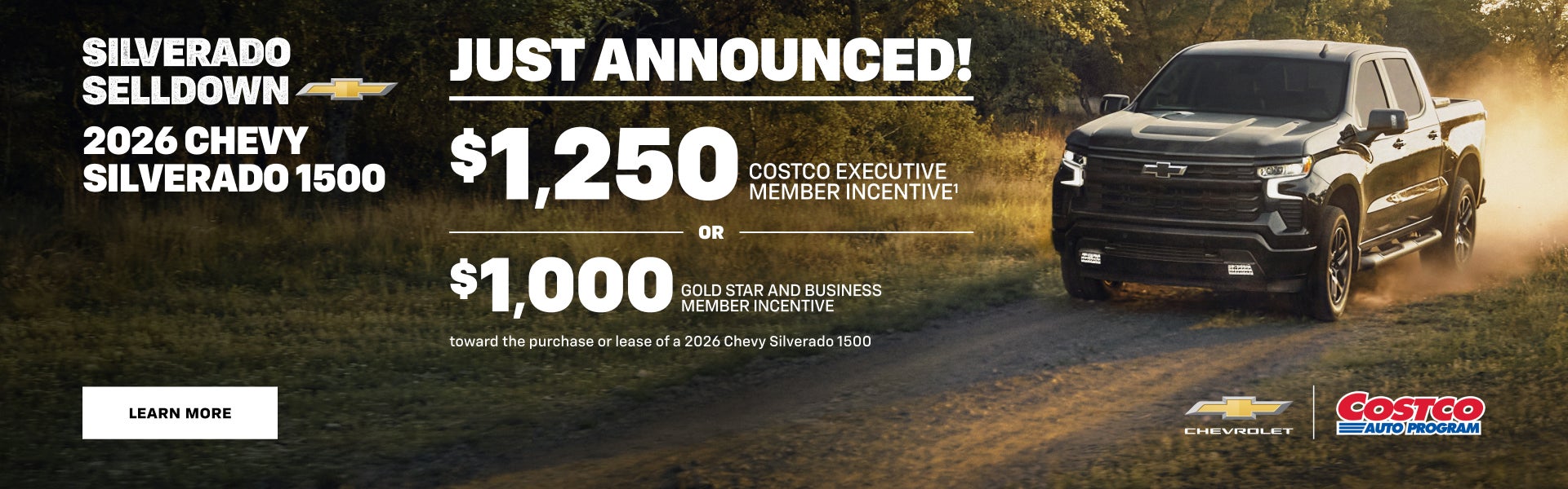 2026 Chevy Silverado 1500. JUST ANNOUNCED $1,250 COSTCO EXECUTIVE MEMBER INCENTIVE OR $1,000 GOLD...